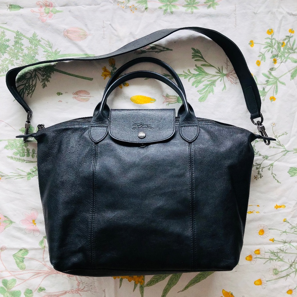 Longchamp Le Pliage Medium Cuir Leather Tote